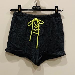 REHAB lace up grey sweat shorts.